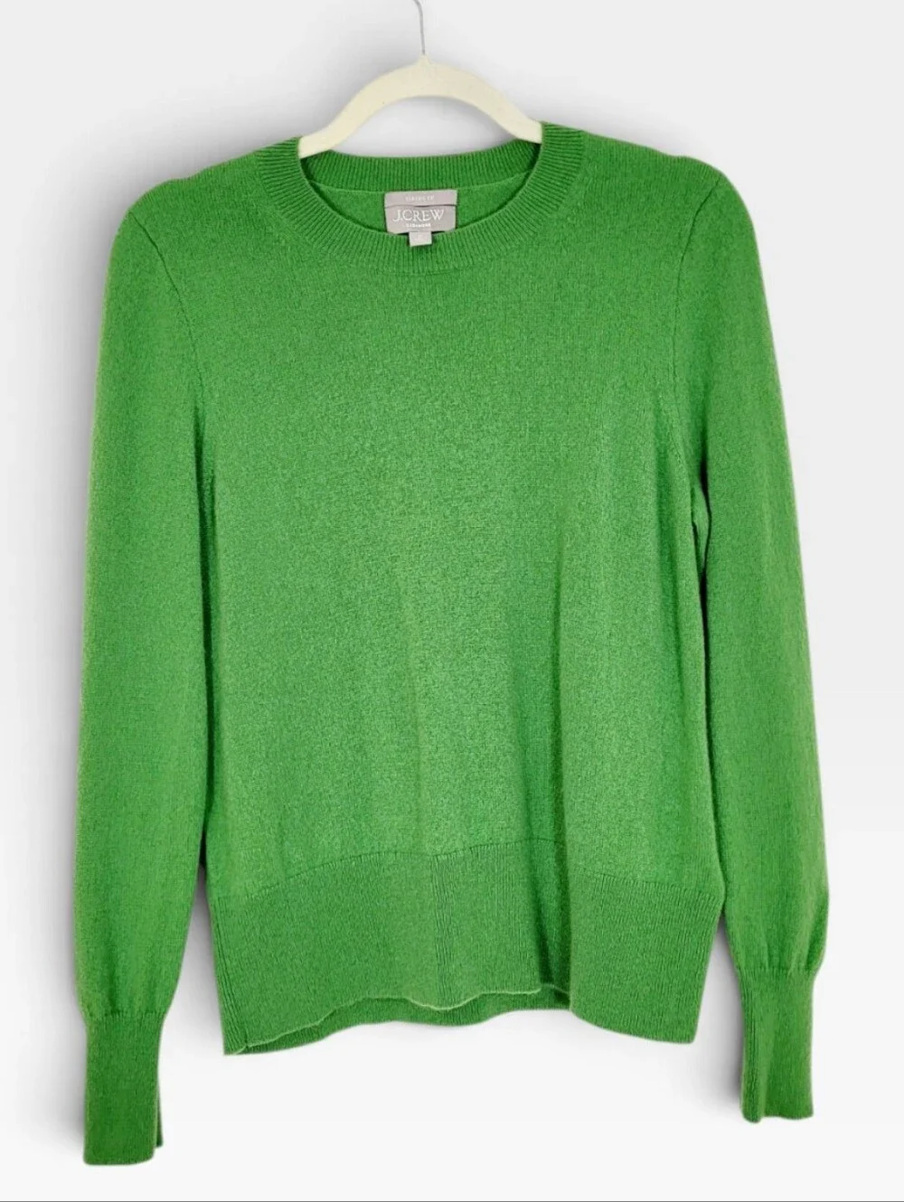 J.CREW Cashmere Classic Fit Crewneck Sweater Shamrock Green Medium - Picture 2 of 8